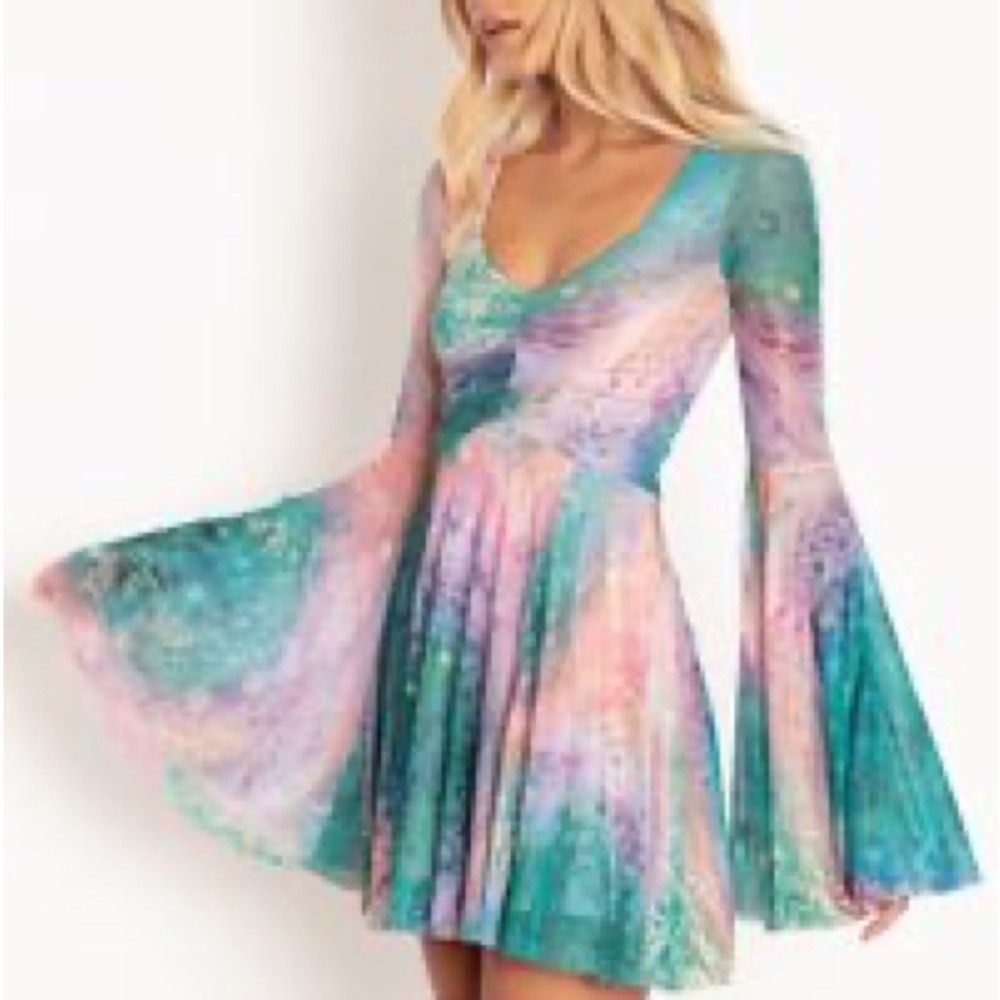 Jupiter Spectre Dress Black Milk, Space,  Multicolor Wide Long Sleeve Dress